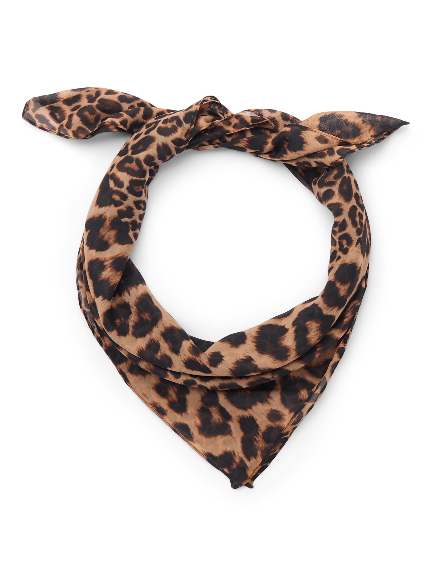Time and Tru Women's 30 X 30 Printed Square Scarf, One Size, Brown Fawn