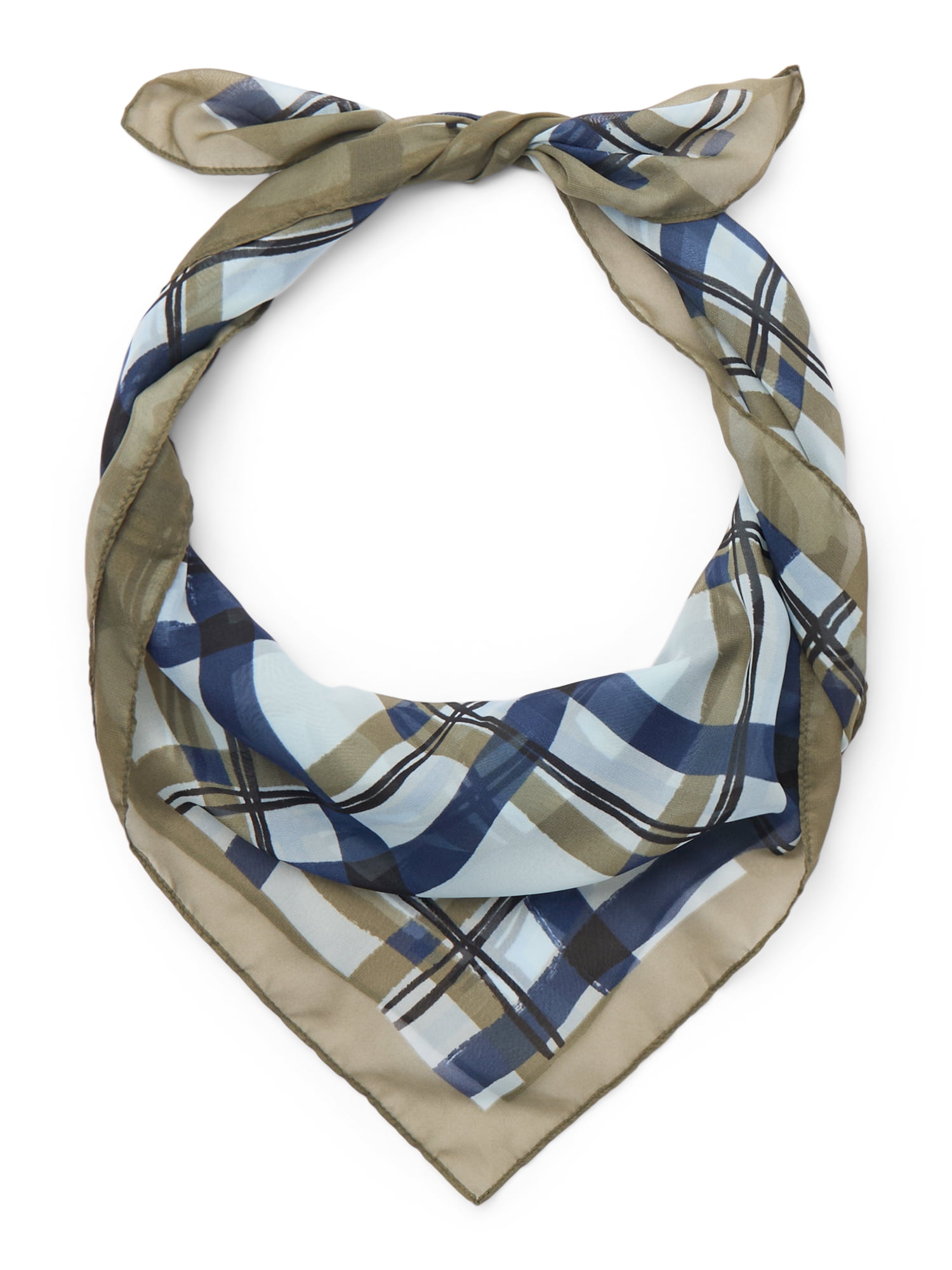 Time and Tru Women's 30 X 30 Printed Square Scarf, One Size, Green Ivy