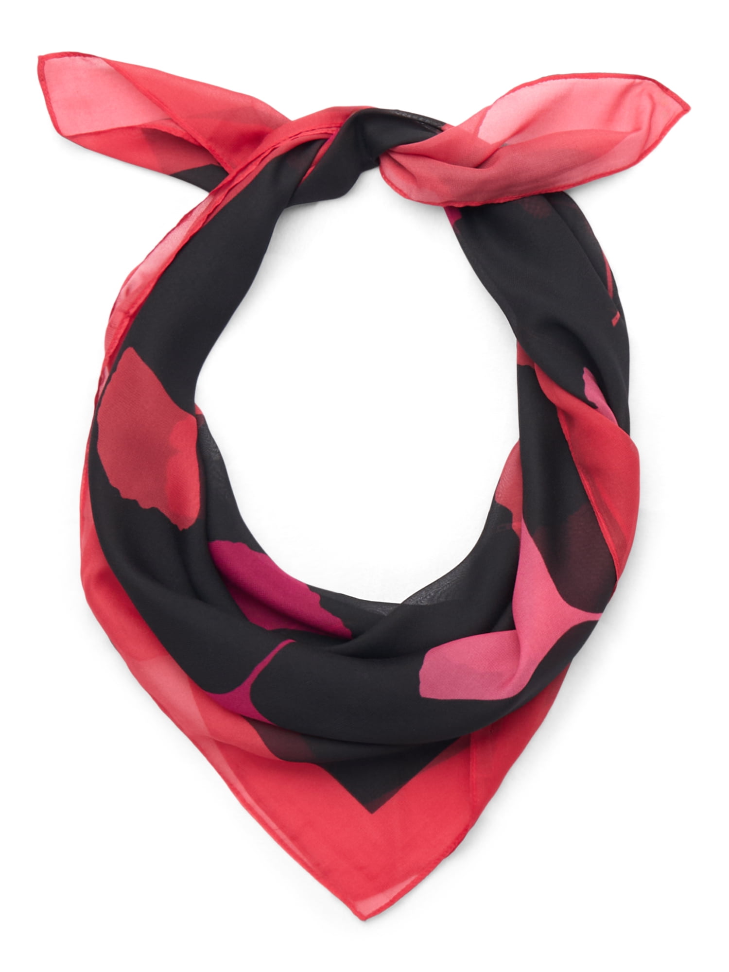 Time and Tru Women's 30 X 30 Printed Square Scarf, One Size, Scarlet Multi