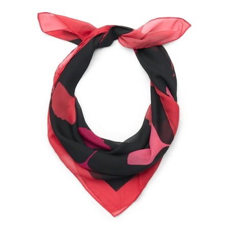 Time and Tru Women's 30 X 30 Printed Square Scarf, One Size, Scarlet Multi