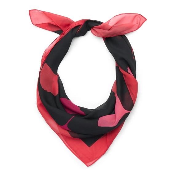 Time and Tru Women's 30 X 30 Printed Square Scarf, One Size, Scarlet Multi