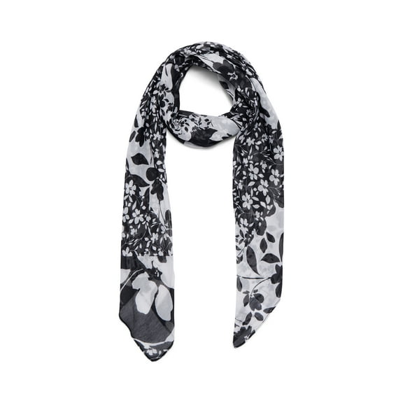 Time and Tru Women's Printed Square Scarf, Floral Black Soot