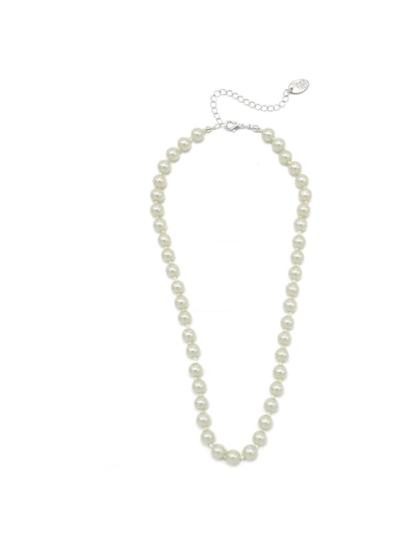 Women's 8MM Faux Pearl Necklace 17.5" with Extender