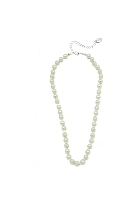 Women's 8MM Faux Pearl Necklace 17.5" with Extender