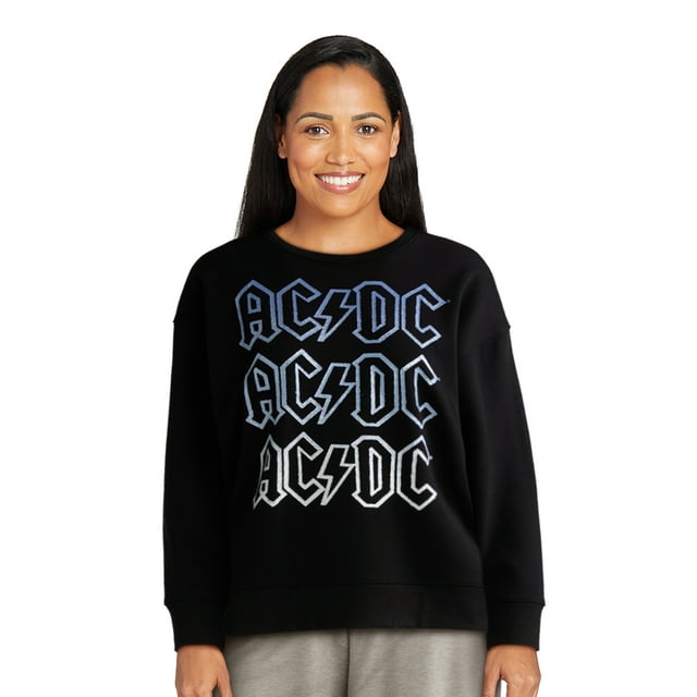 Time and Tru Women’s AC/DC Graphic Band Sweatshirt, Sizes S-XXXL ...