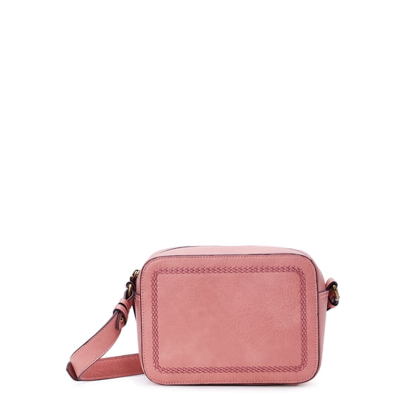 Time and Tru Women's Addie Camera Crossbody Handbag, Old Rose