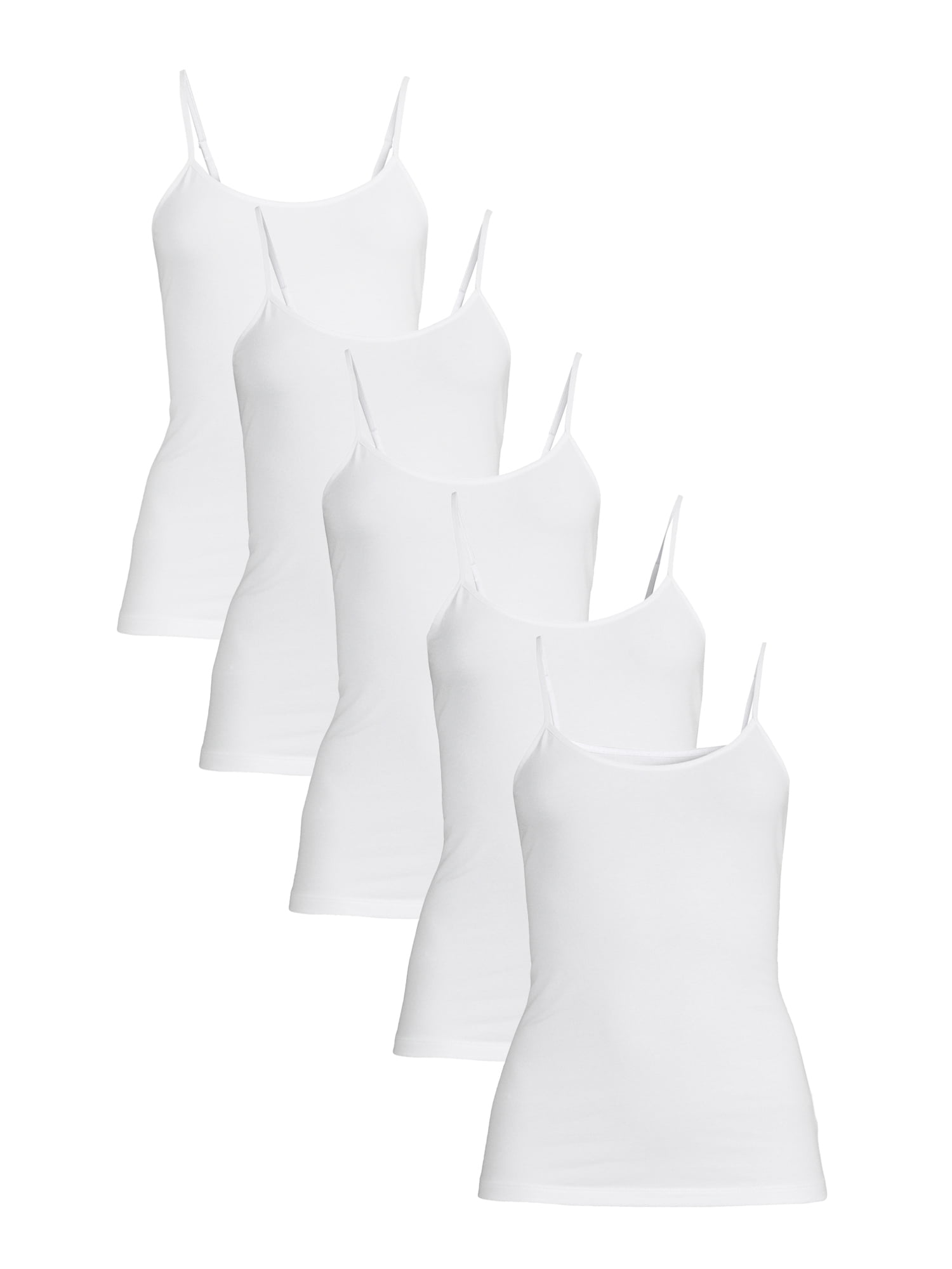 Time and Tru Women's Adjustable Strap Cami, 5-Pack