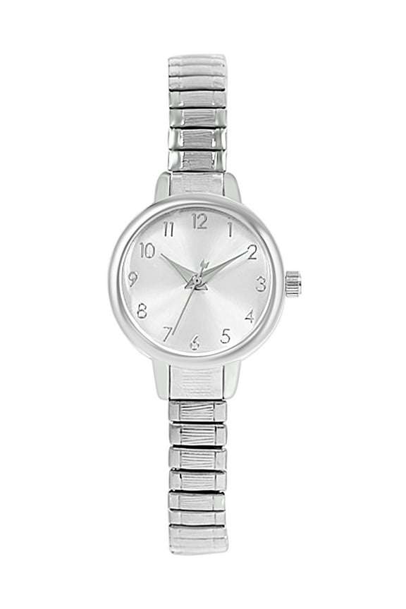 Women's Adult Square Silver Analogue Watch with Expansion Bracelet
