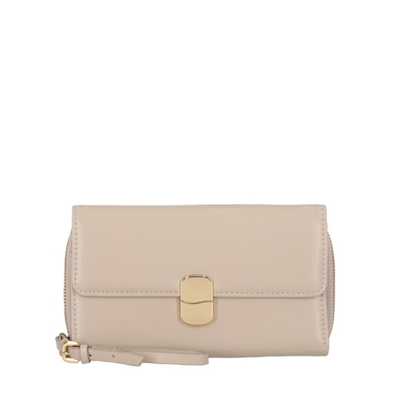 Time and Tru Women's Ainsley Bulk Clutch, Solid Light Brown