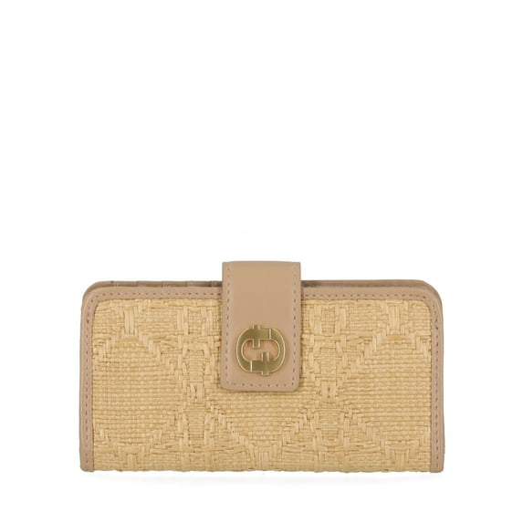 Time and Tru Women's Alexandra Slim Tab Wallet, Straw