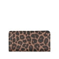 thumbnail interactive-video image 1 of Time and Tru Women's Alexandra Slim Tab Wallet, Leopard Print, 1 of 5