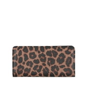 Time and Tru Women's Alexandra Slim Tab Wallet, Leopard Print