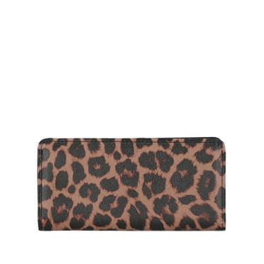Time and Tru Women's Alexandra Slim Tab Wallet, Leopard Print