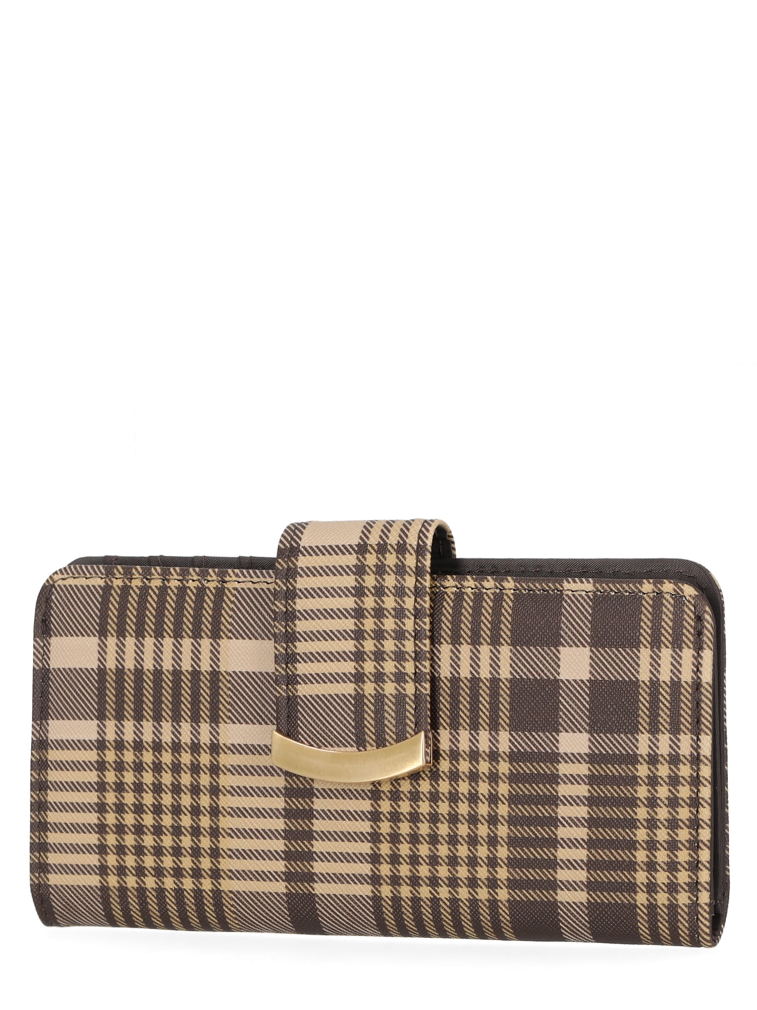 Time and Tru Women's Alexandra Slim Tab Wallet, Plaid Print