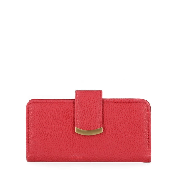 Time and Tru Women's Alexandra Slim Tab Wallet, Solid Red