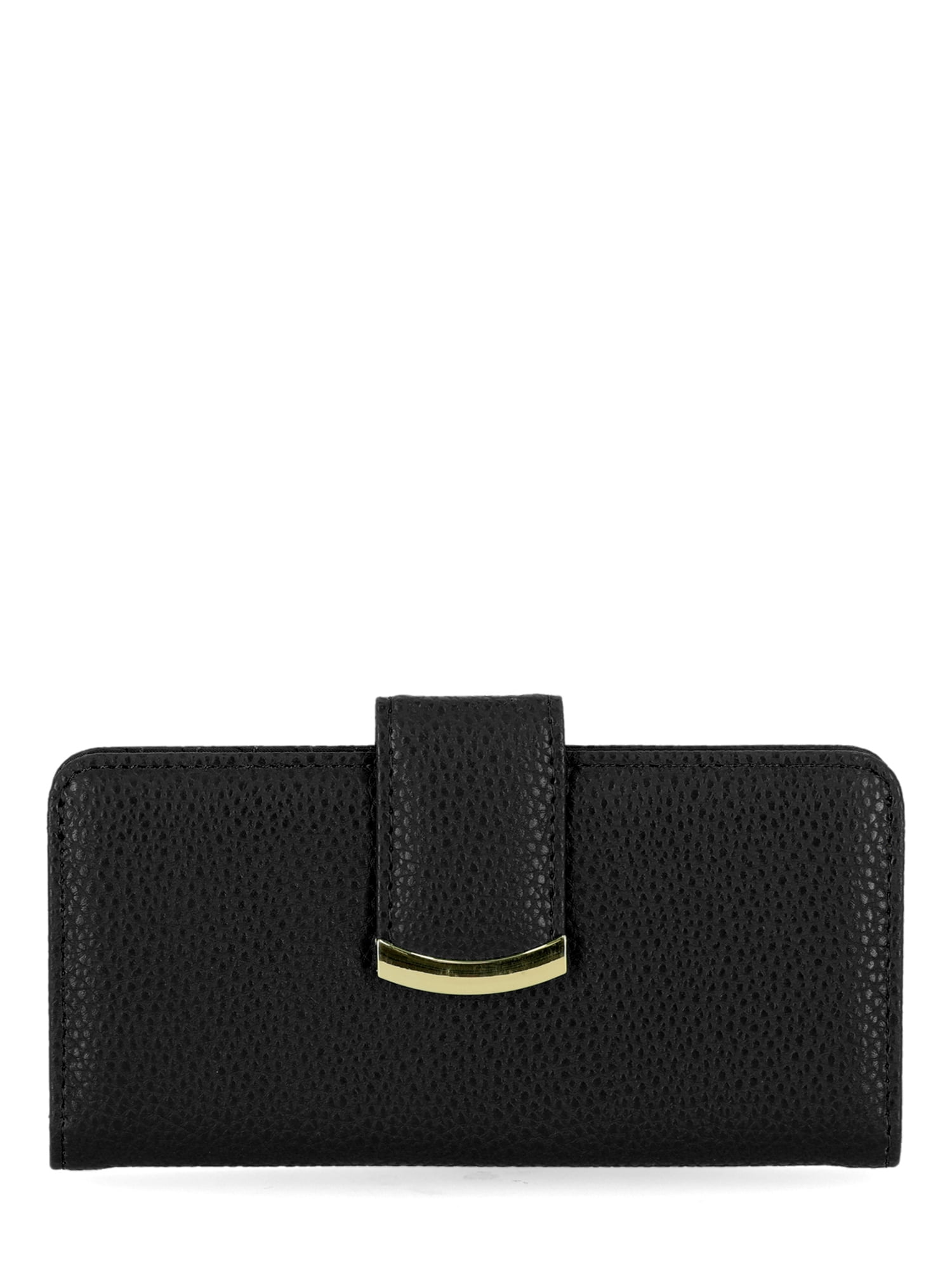 Time and Tru Women's Alexandra Tab Wallet Vinyl Solid Black - Walmart.com