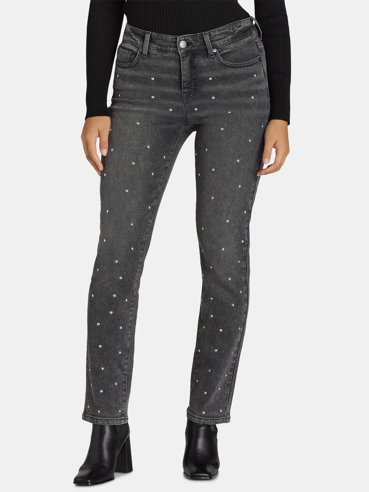 Time and Tru Women's All Over Front Studded Embellishment Time and Tru Women's All Over Front Studded Embellishment