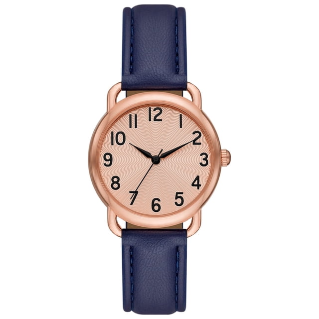 Time and Tru Women's Analog Wristwatch; Rose Gold Tone Round Case, Rose ...