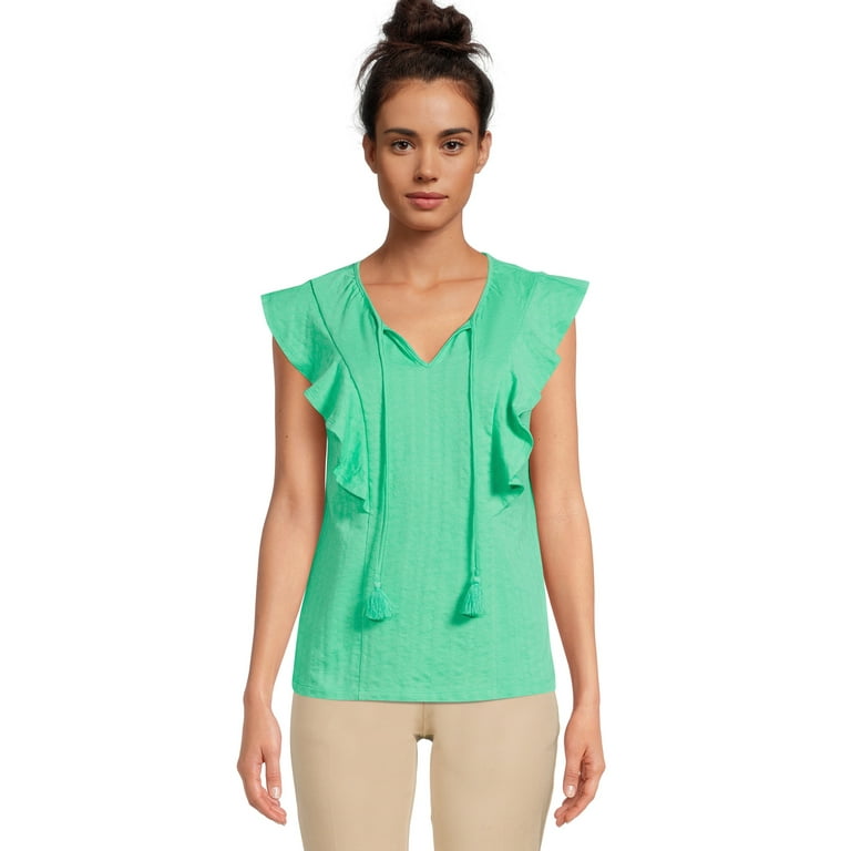 Walmart time and tru ruffle store sleeve top