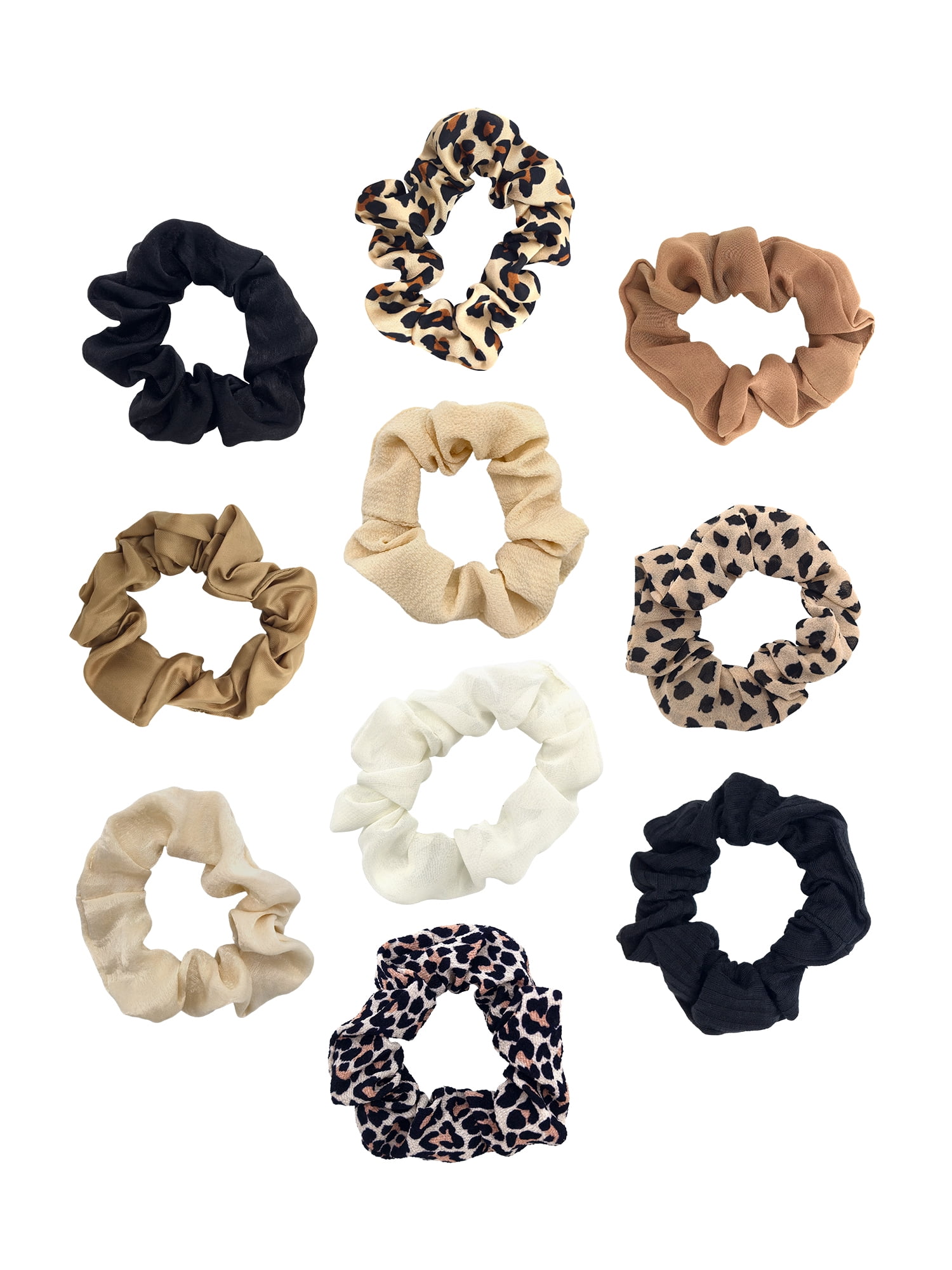 Women's Animal Hair Ties, 10-Pack, Tan