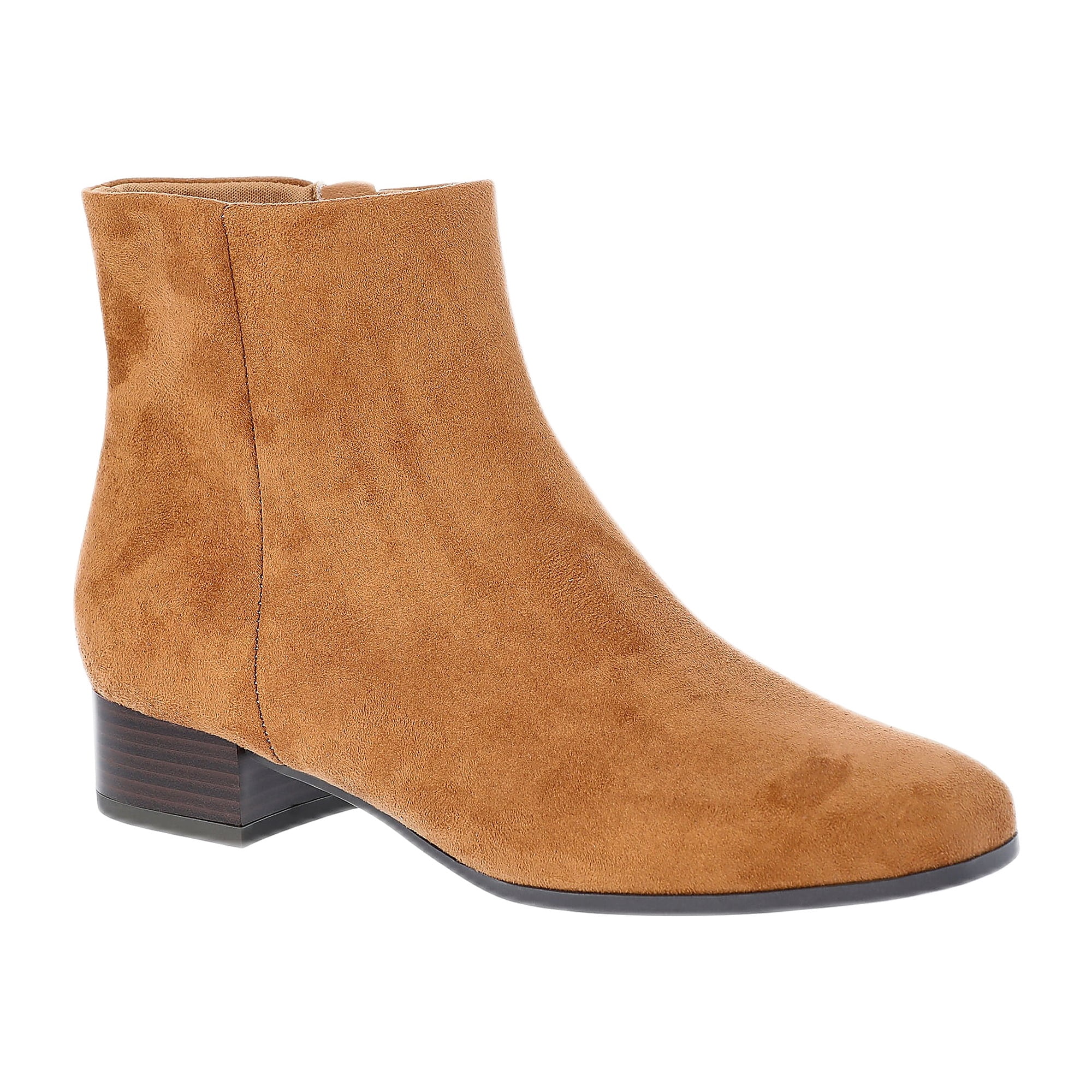 Time and Tru Women's Faux Suede Ankle Boots, Wide Width Available