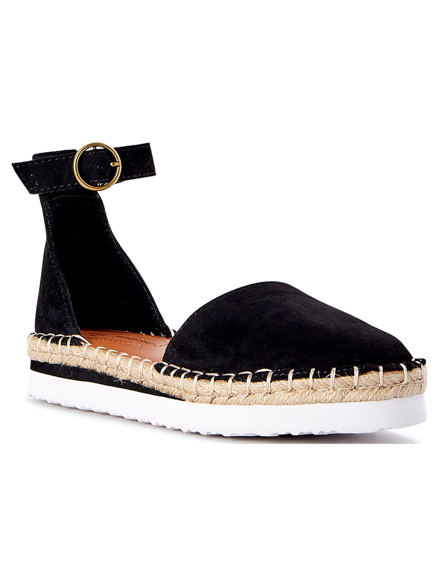 Time and Tru Women s Ankle Strap Espadrille Flats
