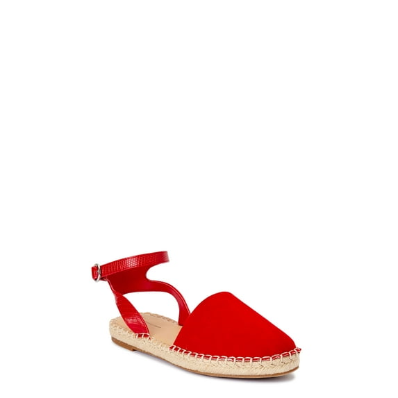 Time and Tru Women's Ankle Strap Espadrille Flats