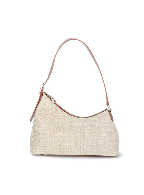 Time and Tru Women's Ashlyn Shoulder Handbag, Woven/Cognac