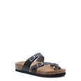 thumbnail image 1 of Time and Tru Women's Asymmetric Strap Flat Footbed Sandals, Sizes 6-11, Wide Width Available, 1 of 5