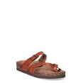thumbnail image 1 of Time and Tru Women's Asymmetric Strap Flat Footbed Sandals, Sizes 6-11, Wide Width Available, 1 of 6