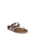 thumbnail image 1 of Time and Tru Women's Asymmetric Strap Flat Footbed Sandals, Sizes 6-11, Wide Width Available, 1 of 5