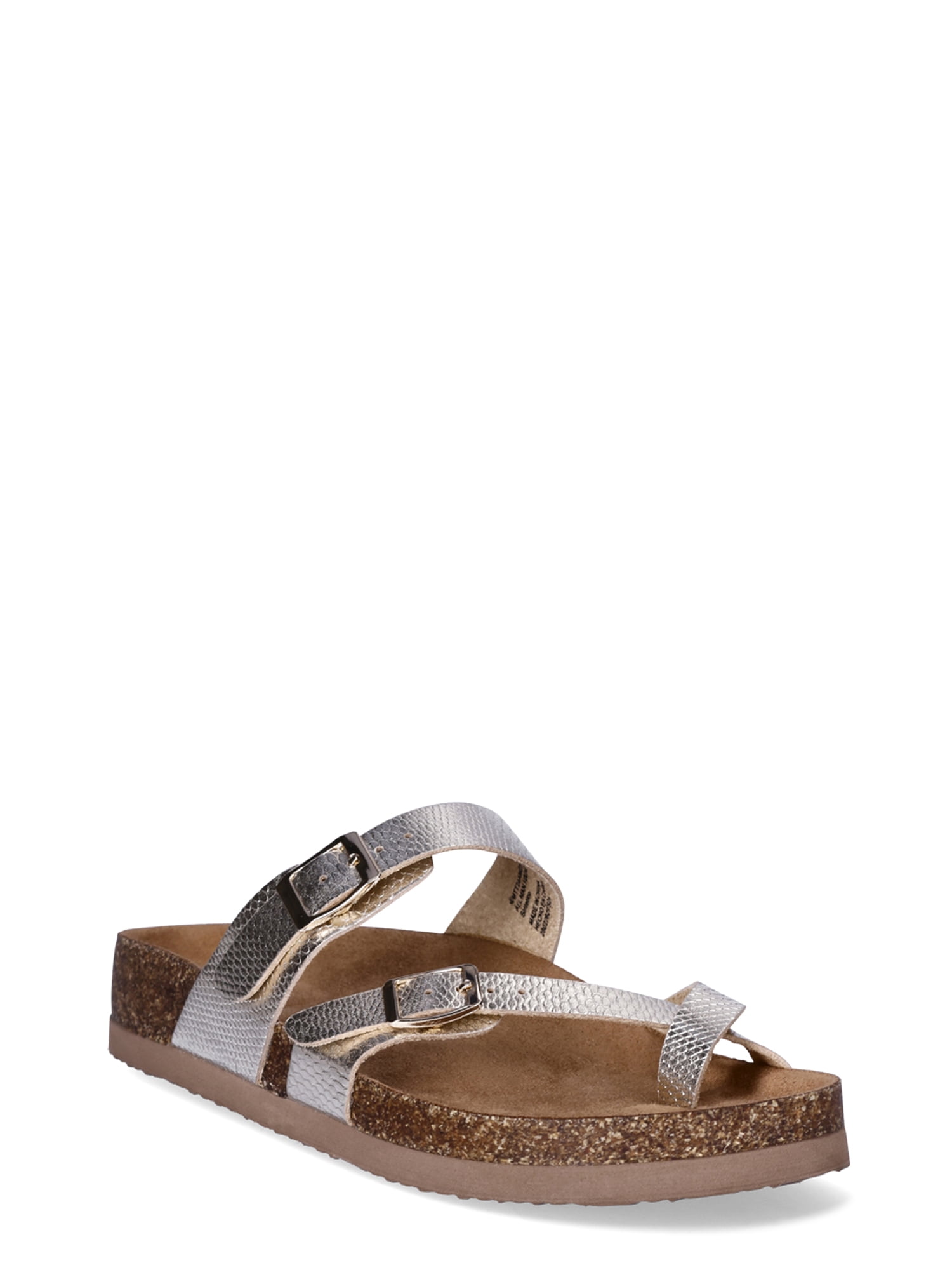 Time and Tru Women's Asymmetric Strap Footbed Sandals, Sizes 6-11, Wide ...