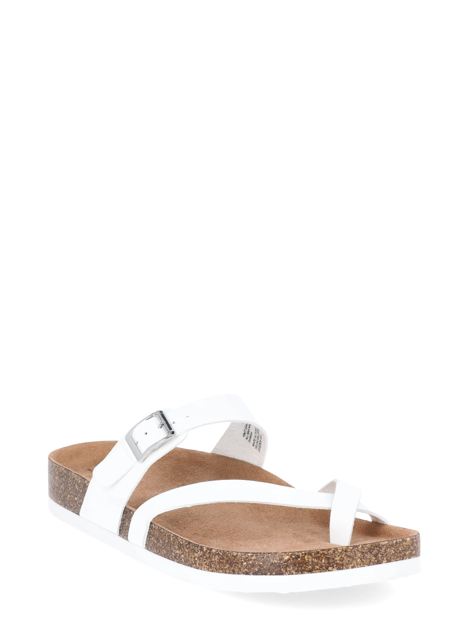 Time and Tru Women's Asymmetric Strap Footbed Sandals, Wide Width Available