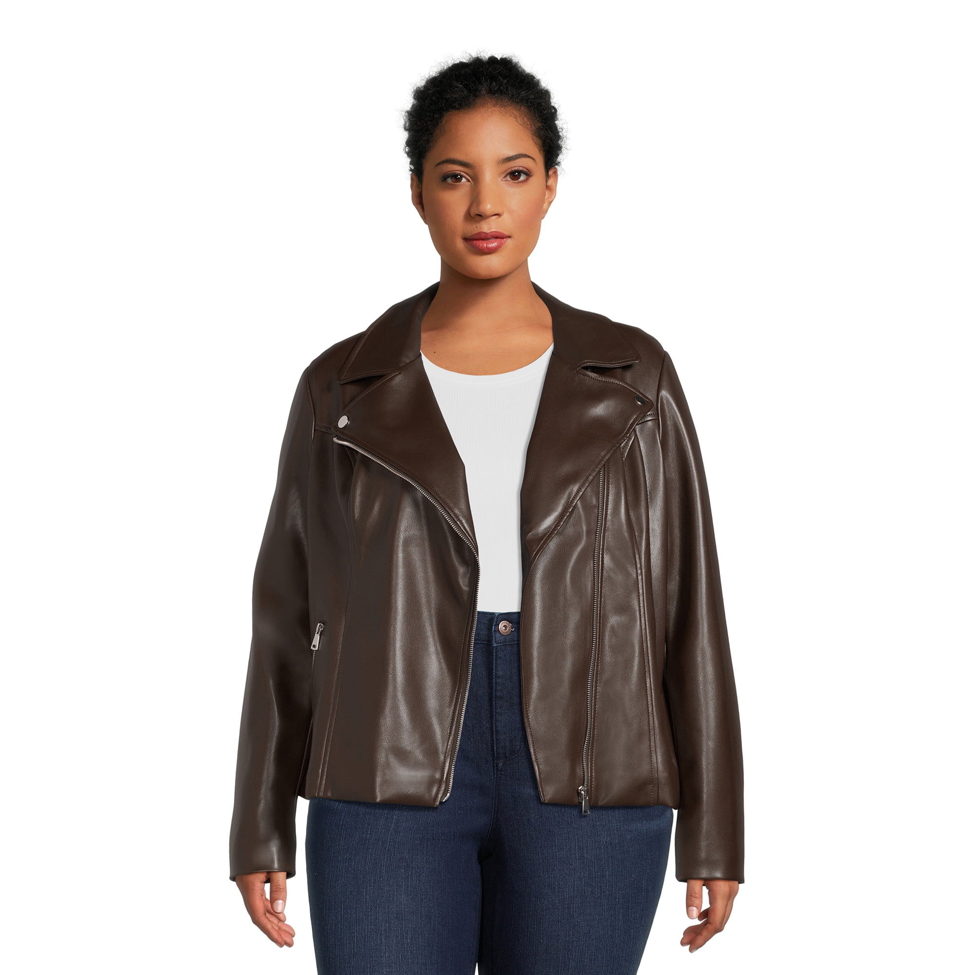 Time Tru Women's Asymmetrical Faux Jacket, Sizes XS-3X -