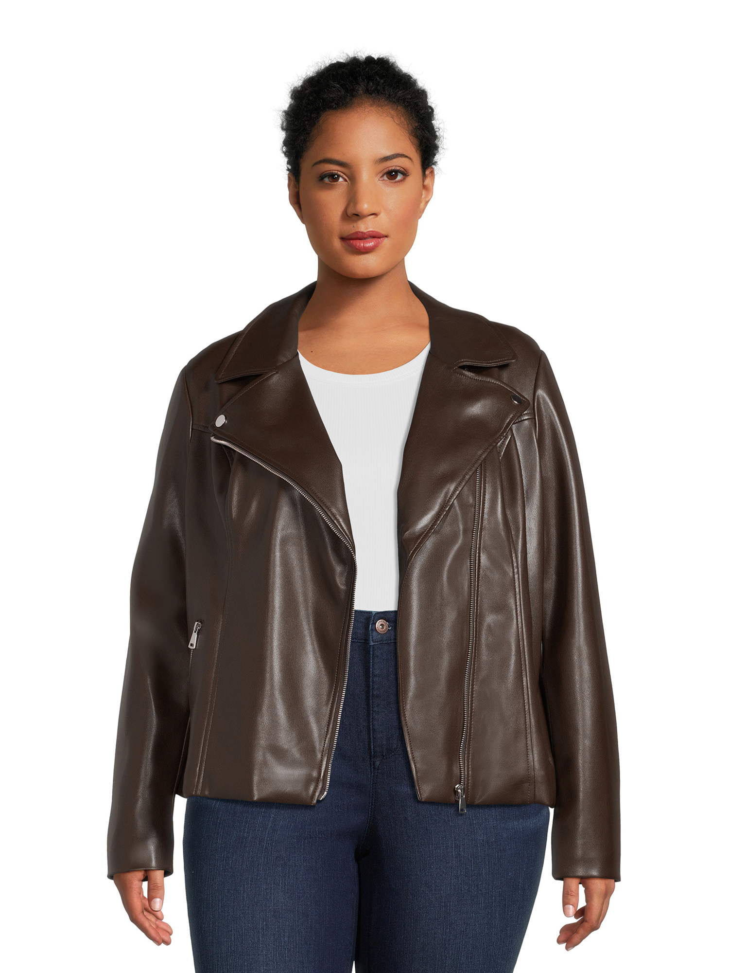 Asymmetrical faux leather jacket hotsell
