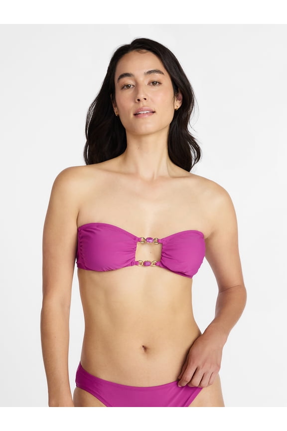 Women’s Bandeau Bikini Top with Beads, Sizes XS-XL