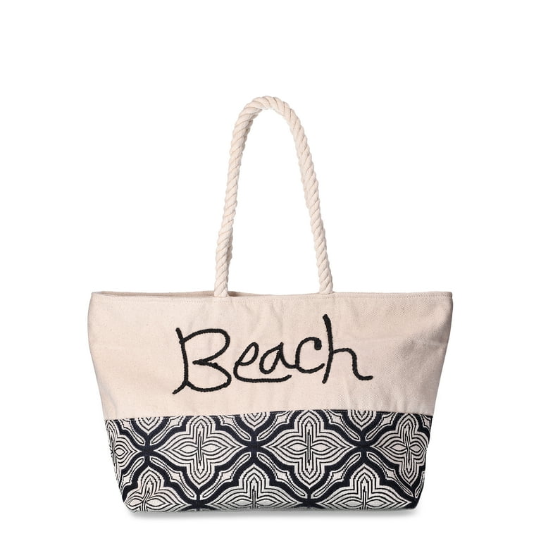 Canvas beach tote with rope handles hotsell