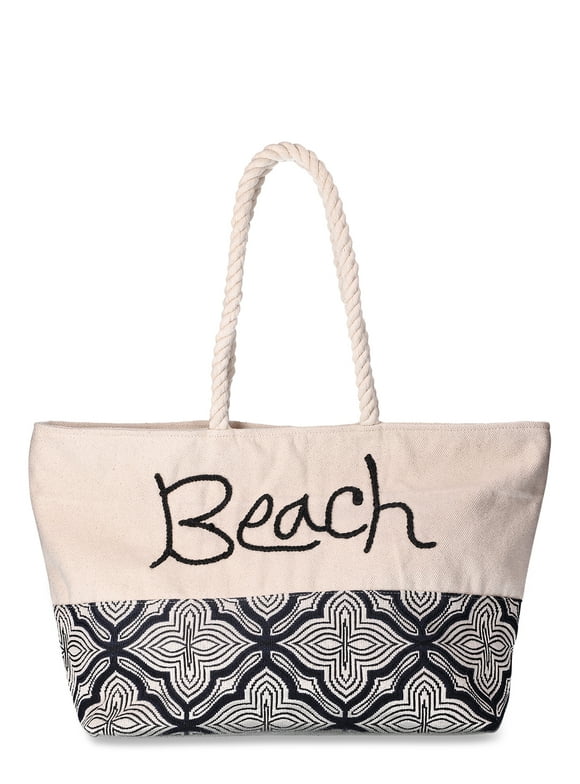 Time and Tru Women's Beach Tote with Rope Handles