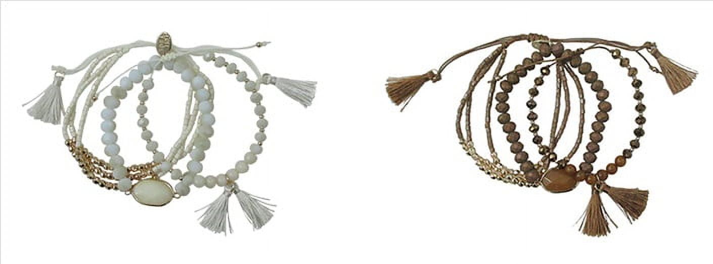 Time and Tru Women's Beaded Tassel Bracelet Set, 2-Piece