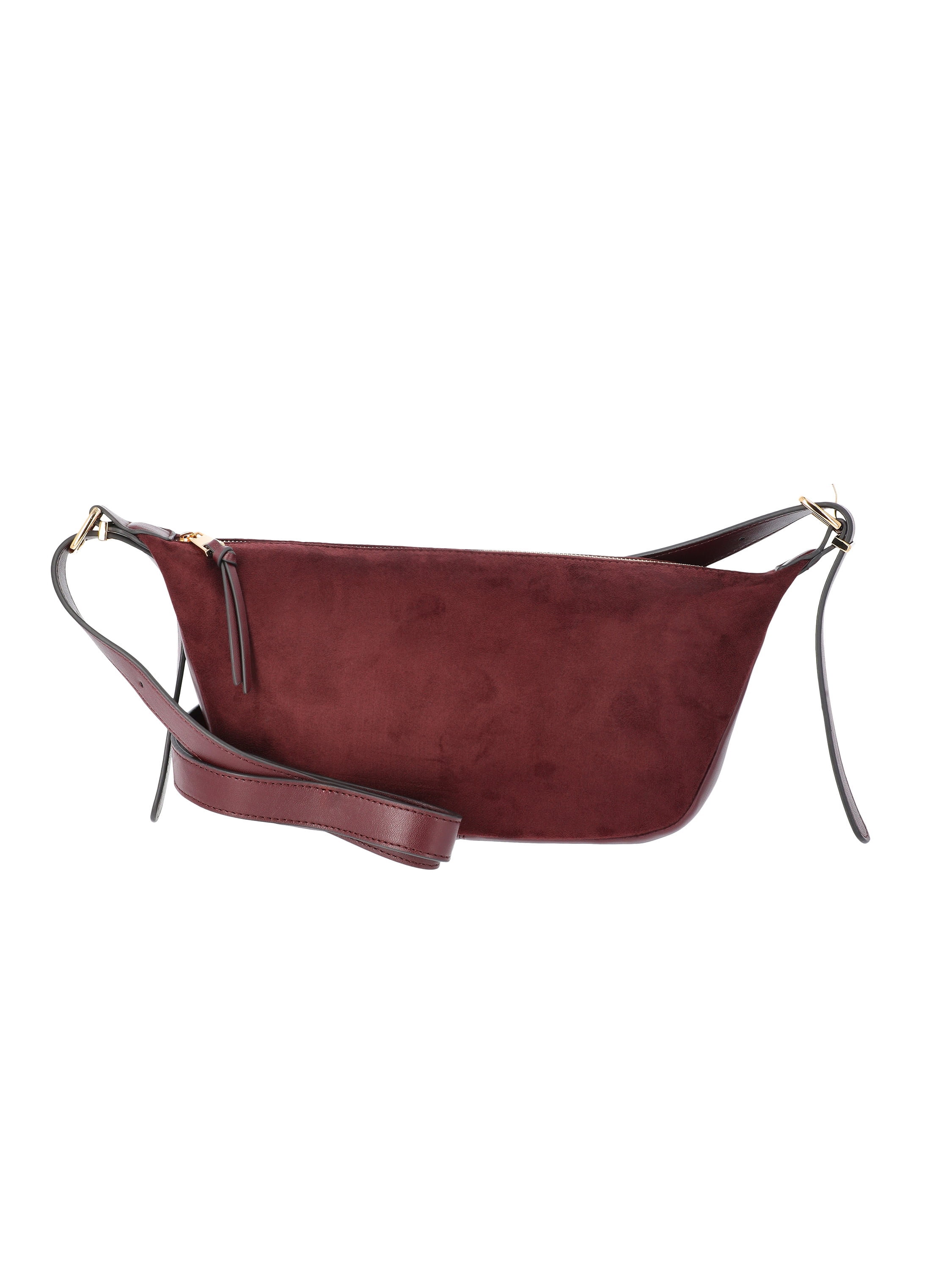 Time and Tru Women's Faux Suede Sling Crossbody Bag, Burgundy