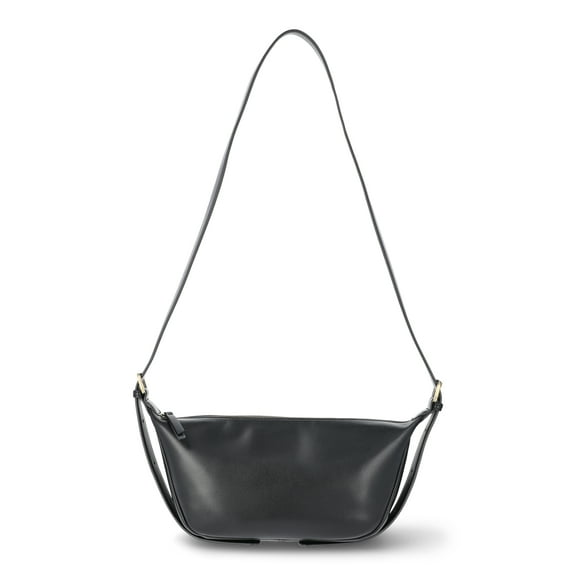 Time and Tru Women's Bean Sling Crossbody Handbag, Black