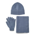 thumbnail image 1 of Time and Tru Women’s Beanie Hat, Gloves and Scarf Set, 3-Piece, One Size Fits Most, Insignia Blue, 1 of 4