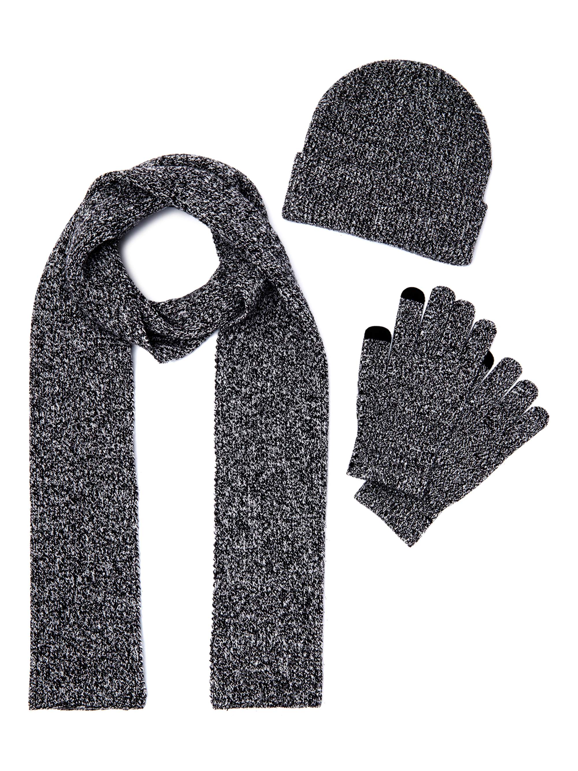 Time and Tru Women's Beanie, Scarf, and Tech Touch Glove Set
