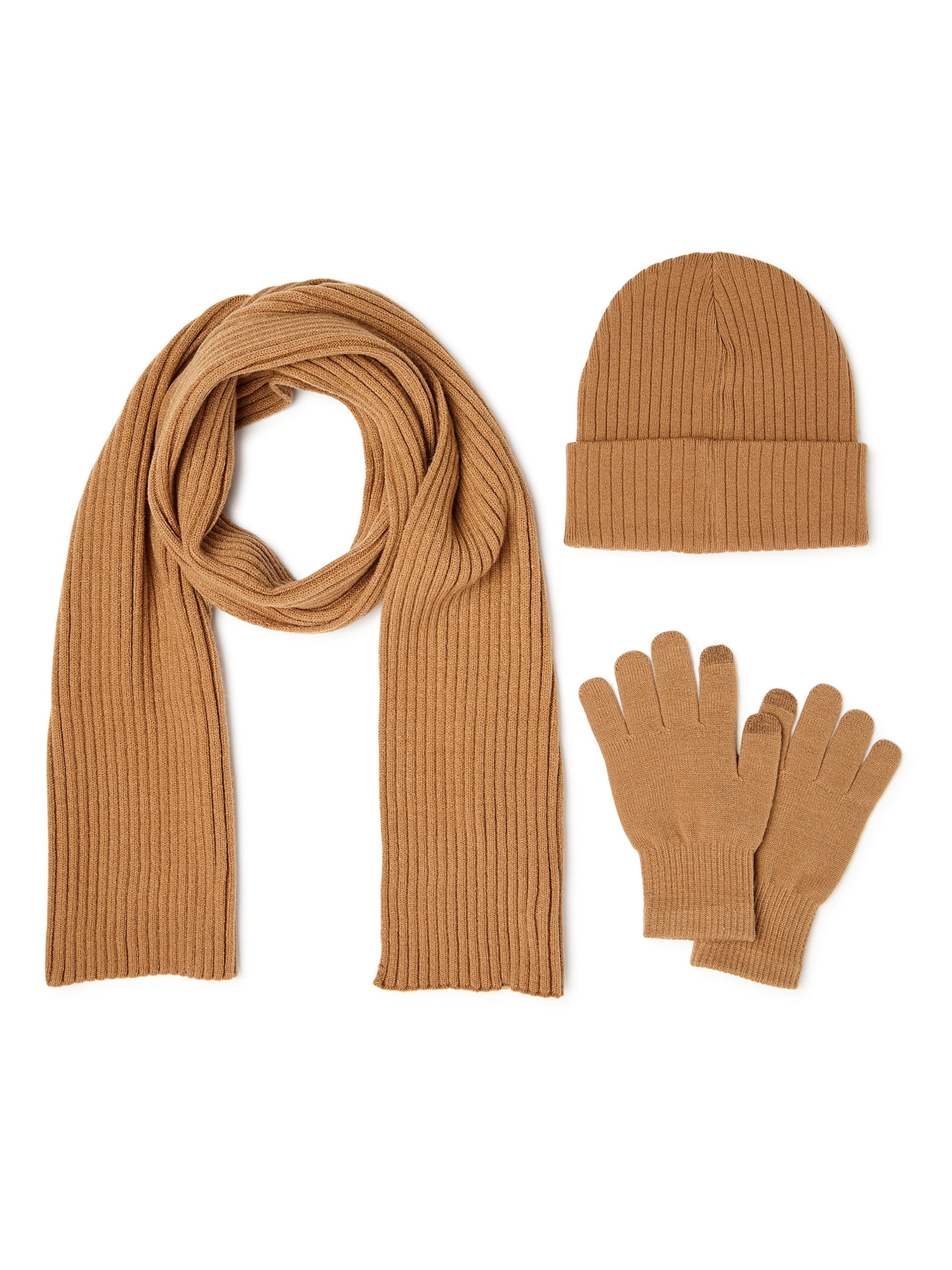 Time and Tru Women's Beanie, Scarf and Touch Gloves, 3Piece Set