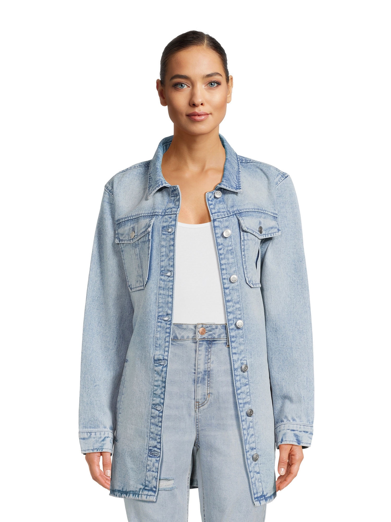 Long belted clearance jean jacket