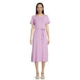 thumbnail image 1 of Time and Tru Women's Belted Knit Dress with Side Slits, Sizes XS-XXXL, 1 of 7