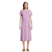 Time and Tru Women's Belted Knit Dress with Side Slits, Sizes XS-XXXL