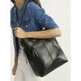 thumbnail image 1 of Time and Tru Women's Birdie Faux Leather Bucket Mid Sized Handbag, Black, 1 of 6