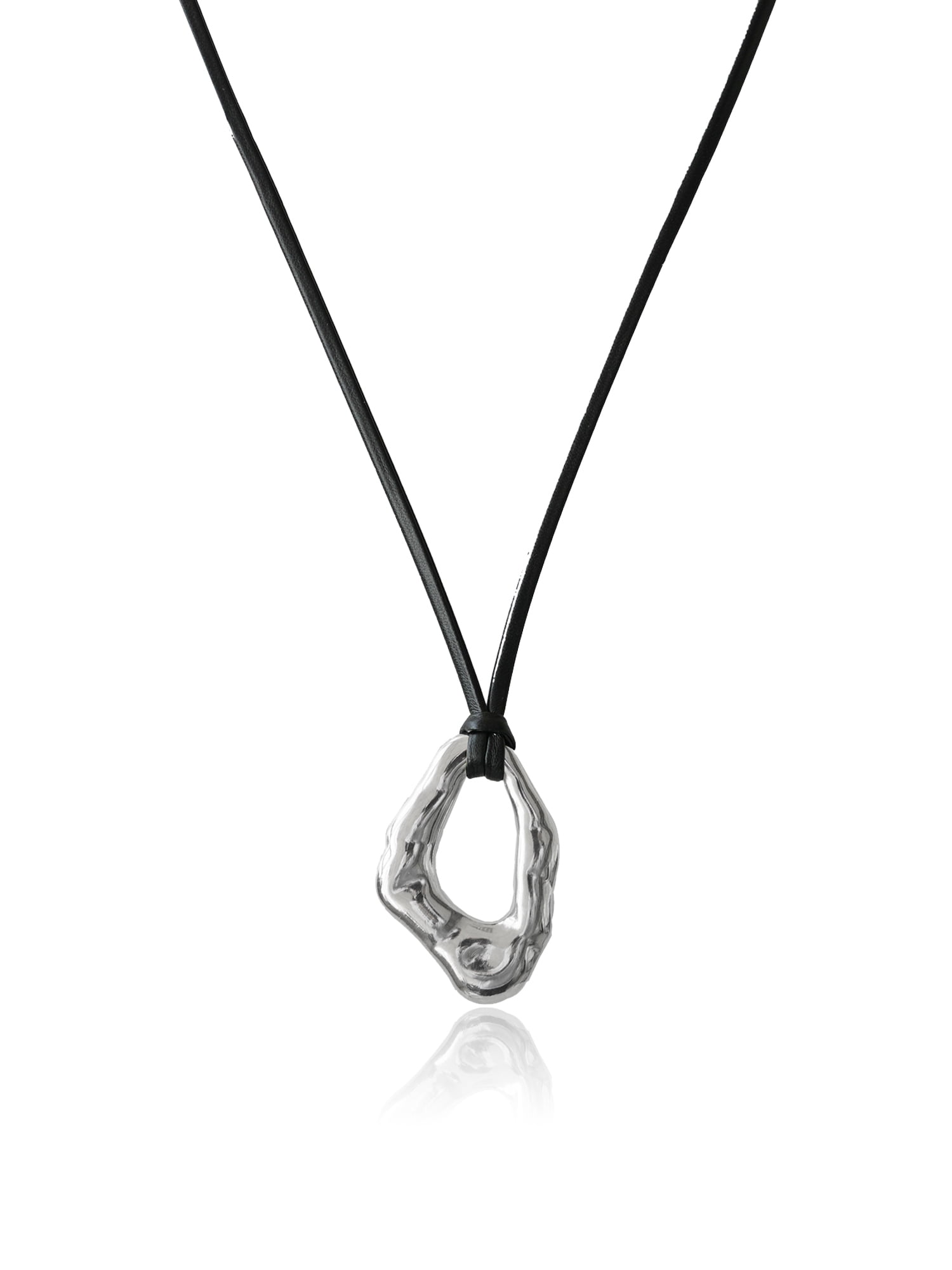 Time and Tru Women's Faux Leather Necklace with Silver-Tone Pendant