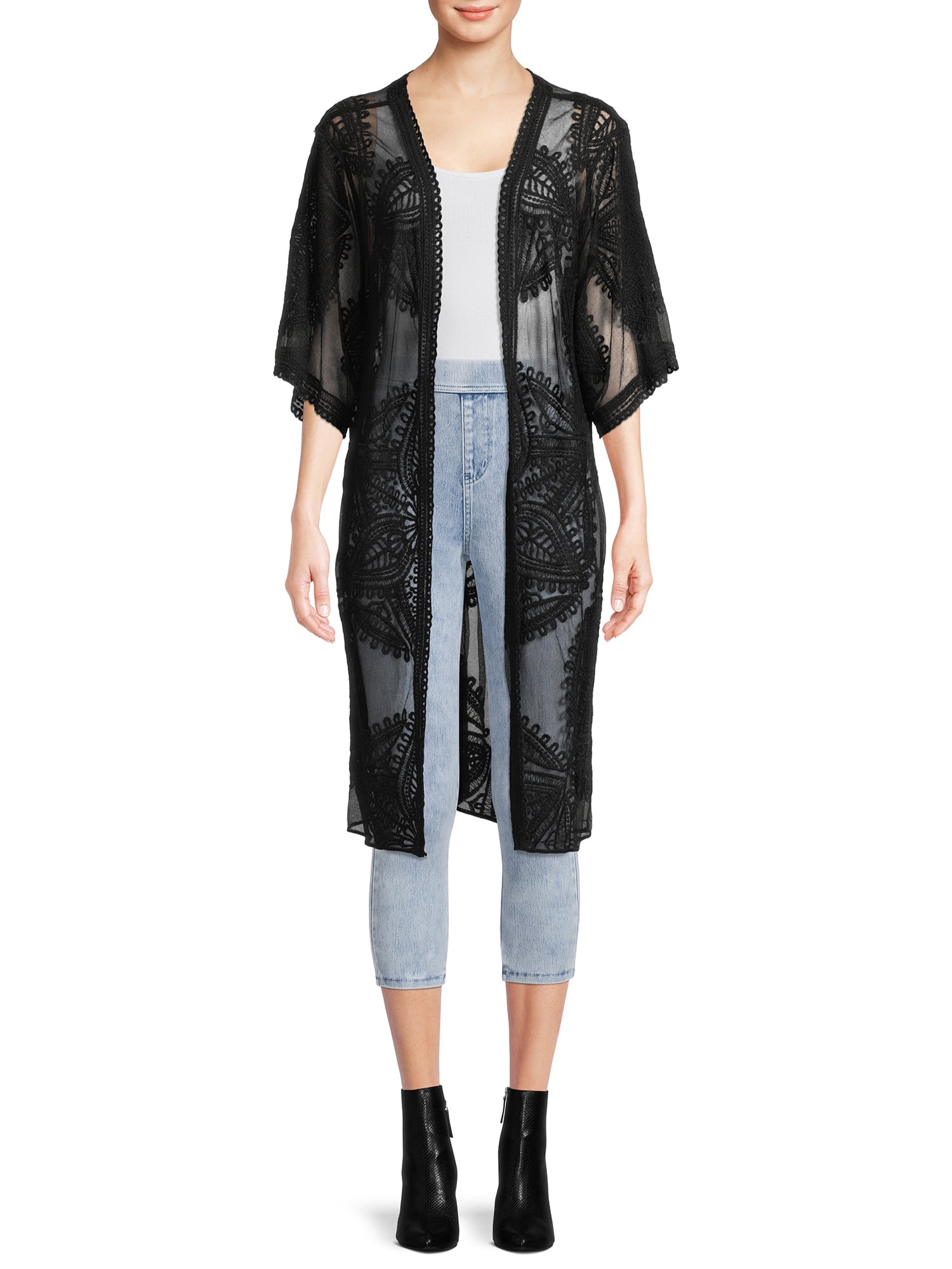 Time and Tru women's Lace Kimono - Layering Piece - L/XL - Walmart.com